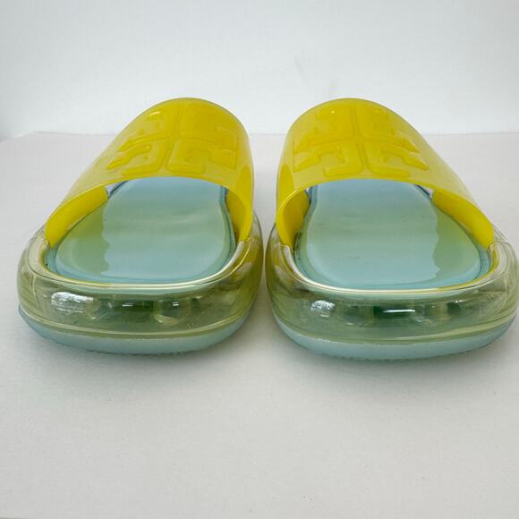 Tory Burch Bubble Jelly Slides Sandals Light Blue / Firefly Yellow Women's US10B - Picture 7 of 14
